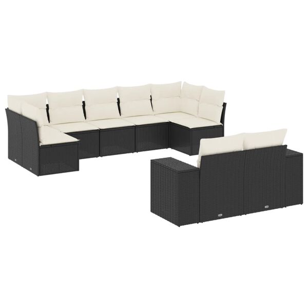 vidaXL Garden Sofa Set Black, Cream White