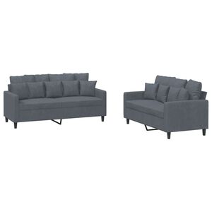 vidaXL Sofa Set Dark Grey Velvet, Metal, Textilene, Plywood 2-Seater