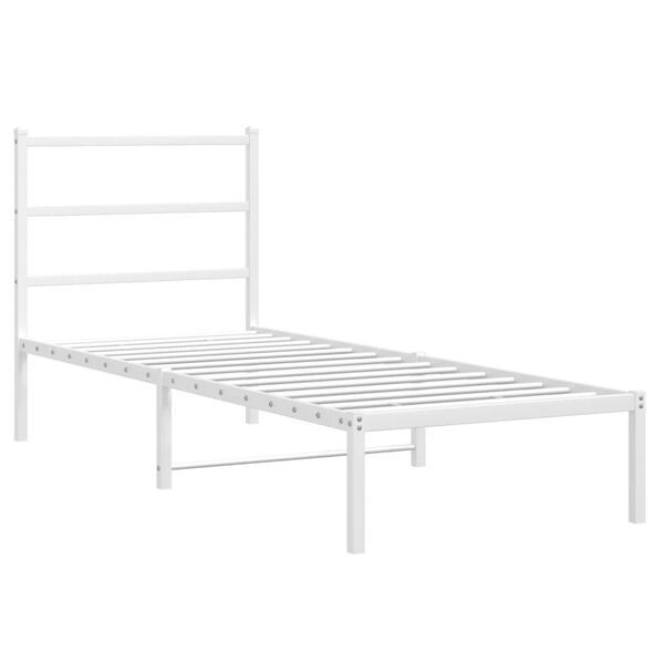 vidaXL Bed Frame White Steel Twin Bed Frame Rectangular Modern