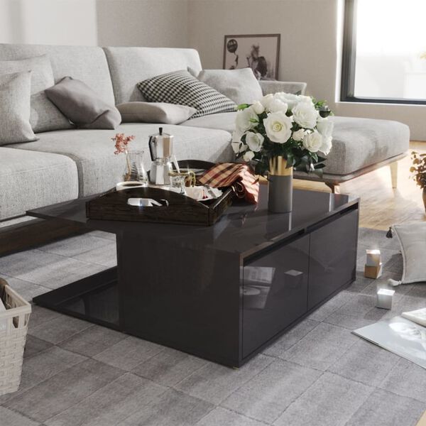vidaXL Coffee Table High gloss gray Engineered wood Medium Coffee Table