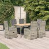 vidaXL Garden Dining Set Grey PE rattan Large Adjustable Armrests