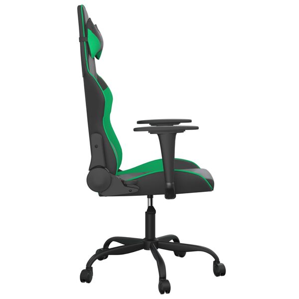 vidaXL Gaming Chair Black and Green Faux Leather Medium