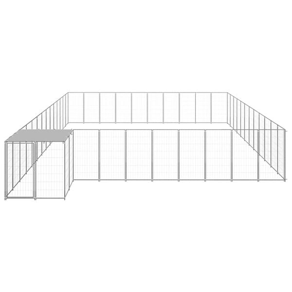 vidaXL Dog Kennel Silver Coated Steel Large Durable Dog Kennel