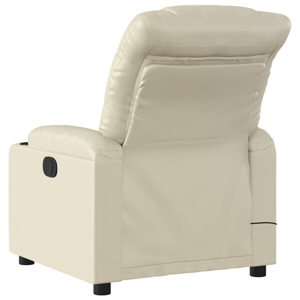 vidaXL Massage Recliner Chair Cream Faux leather, metal, plywood Single