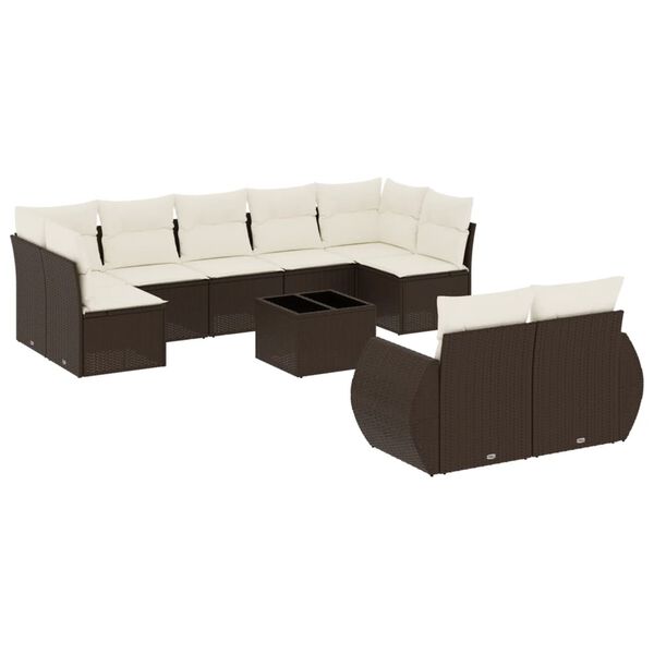 vidaXL Garden Sofa Set Brown, Cream White