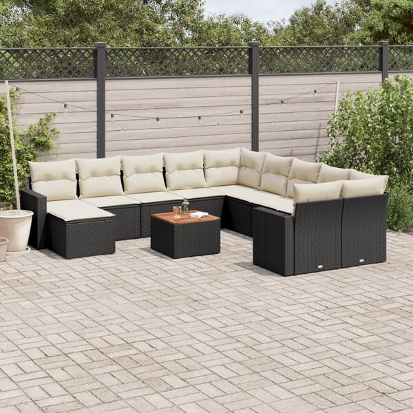 vidaXL Garden Sofa Set Set of 12 Black, Cream White