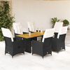 vidaXL Garden Dining Set Black, Cream White PE rattan 6-seater