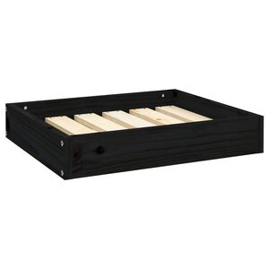 vidaXL Dog Bed Black Solid pine wood 20.3 x 17.3 x 3.5 in Durable