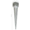 vidaXL Ground Spikes 2 pcs Silver 5.5x5.5x35.8" Galvanised Steel