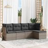vidaXL Garden Sofa Set Grey PE Rattan, Powder-Coated Steel Large