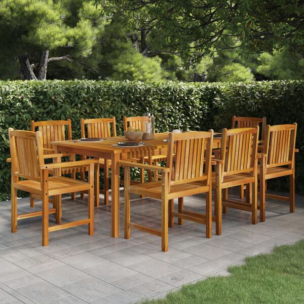 vidaXL Garden Dining Set Natural Wood Solid Acacia wood 9 Piece Durable