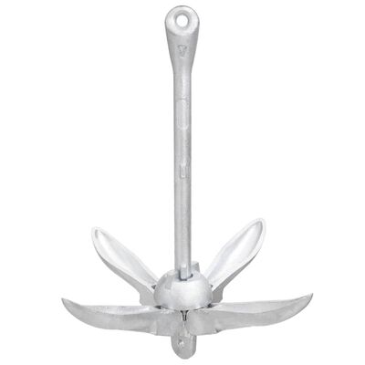 vidaXL Folding Anchor with Rope Silver 13.2 lb Malleable Iron