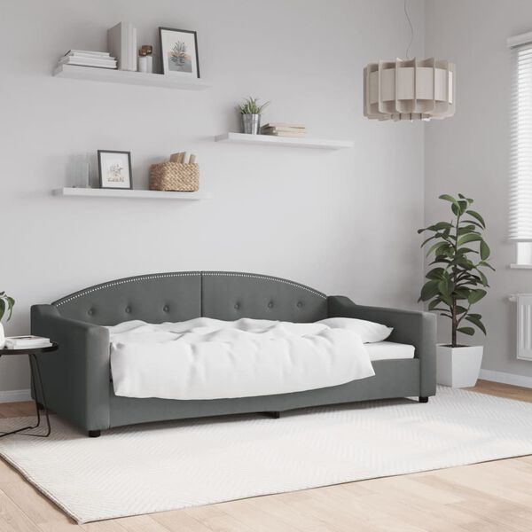vidaXL Day Bed Dark Grey Fabric (100% polyester), metal, solid wood Single