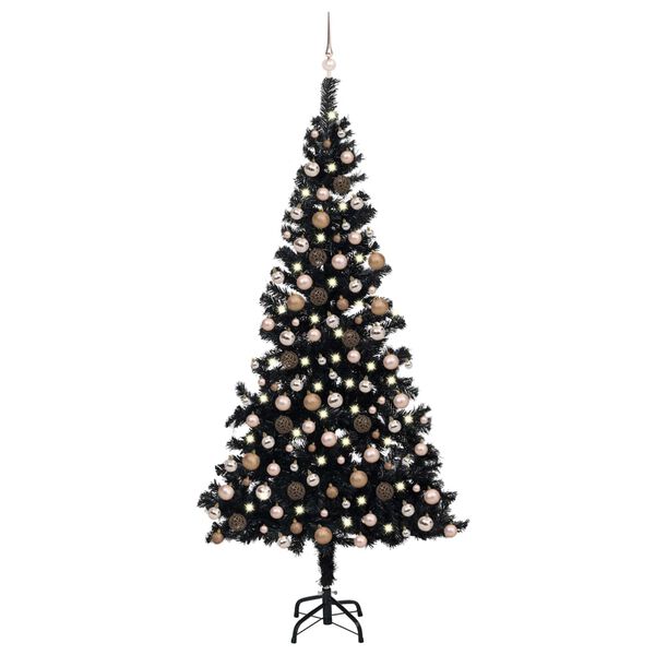 vidaXL Artificial Christmas Tree Black PVC, Steel, Plastic Large