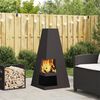 vidaXL Fire Pit Black 19.69 x 19.69 x 39.37 in Steel