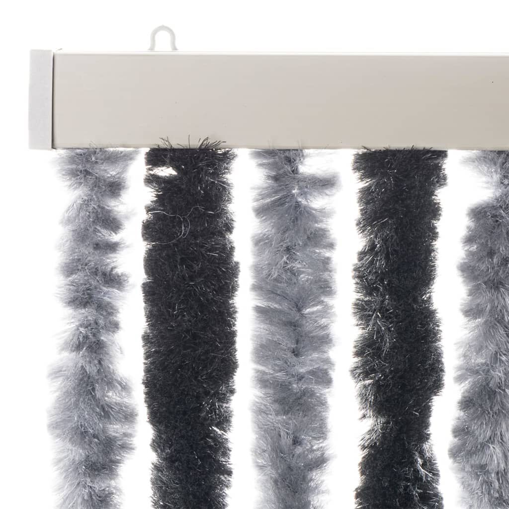 vidaXL Fly Curtain Grey and Black 39.4x90.6" Chenille