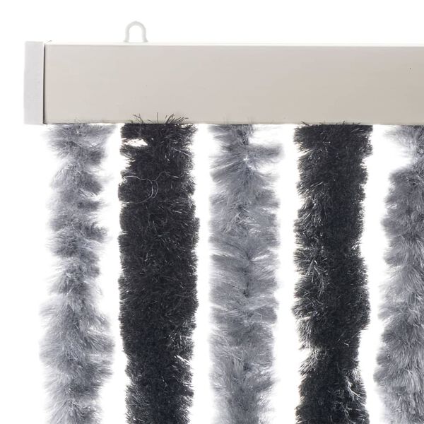 vidaXL Fly Curtain Grey and Black 39.4x90.6" Chenille
