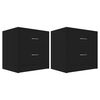 vidaXL Bedside Cabinet Set of 2 Black Engineered Wood 15.7x11.8x15.7 in