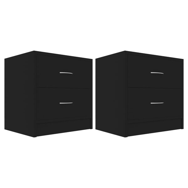 vidaXL Bedside Cabinet Set of 2 Black Engineered Wood 15.7x11.8x15.7 in