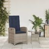 vidaXL Reclining Garden Chair Grey Poly Rattan Standard