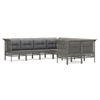 vidaXL 8 Piece Patio Lounge Set with Cushions Grey Poly Rattan