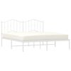 vidaXL Bed Frame White Powder-Coated Steel 63 x 79 in Bed Frame