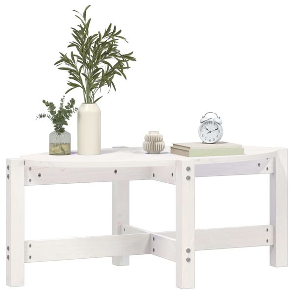 vidaXL Coffee Table White Solid Pine Wood 34.3x18.9x13.8 in Simplistic