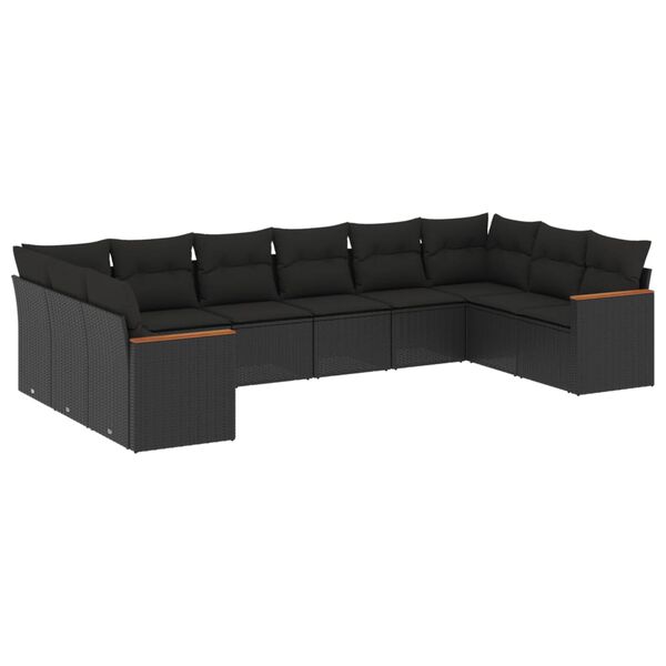 vidaXL Garden Sofa Set Black PE rattan Large Modular Garden Sofa Set