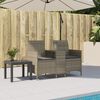 vidaXL Patio Sofa 2-Seater with Table and Cushions Grey Poly Rattan