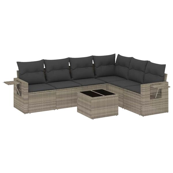 vidaXL Garden Sofa Set Light grey PE rattan Large Modular
