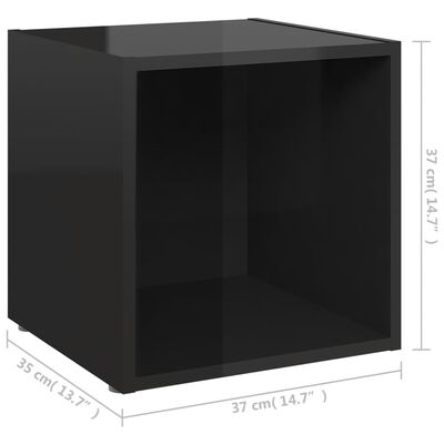 vidaXL TV Cabinets 2 pcs High Gloss Black 14.6"x13.8"x14.6" Chipboard