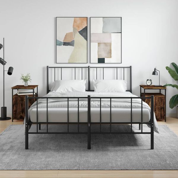 vidaXL Bedside Cabinet Set of 2 Smoked oak Engineered wood