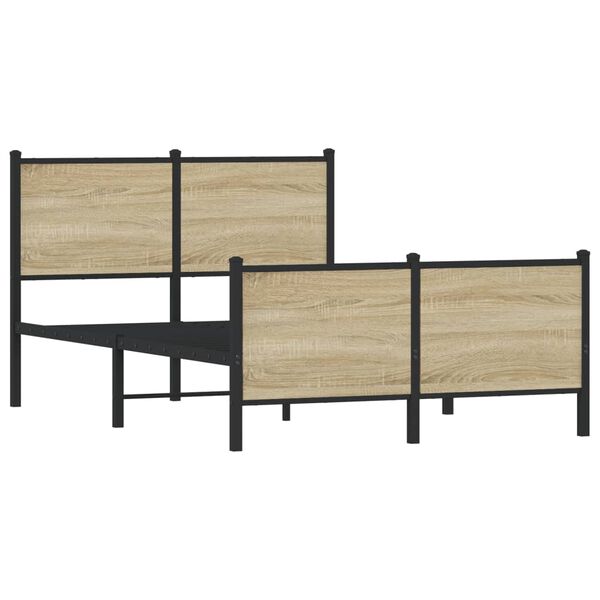 vidaXL Bed Frame Sonoma Oak Steel, engineered wood Small Double