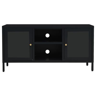 vidaXL TV Cabinet Black 41.3"x13.8"x20.5" Steel and Glass