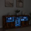 vidaXL Sideboard with LED Lights Smoked Oak 63.8"x14.6"x26.4"