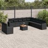 vidaXL Garden Sofa Set Black and Brown PE Rattan Large Modular