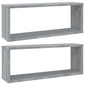 vidaXL Wall Cube Shelf Set of 2 Grey Sonoma Engineered wood