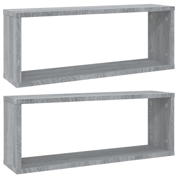 vidaXL Wall Cube Shelf Set of 2 Grey Sonoma Engineered wood