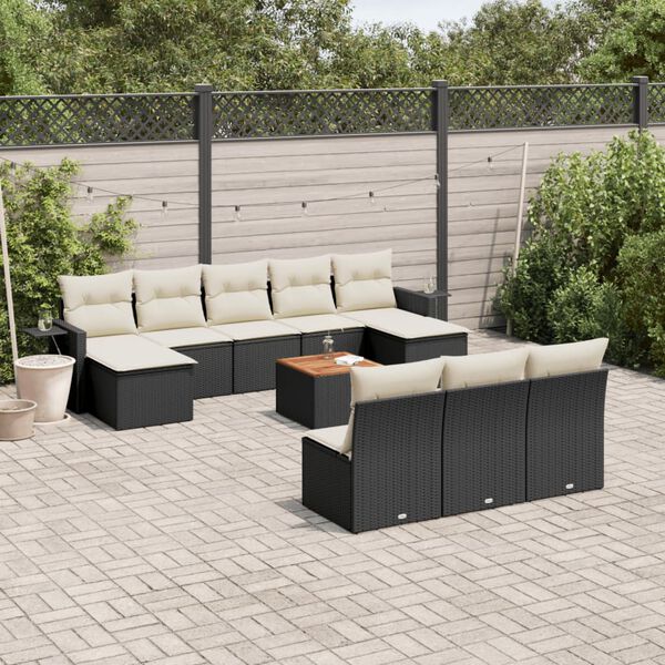 vidaXL Garden Sofa Set Black, Cream White