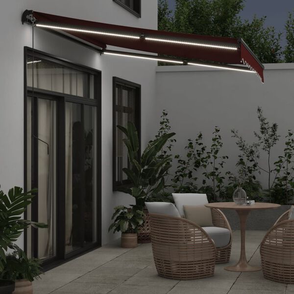vidaXL Retractable Awning Burgundy