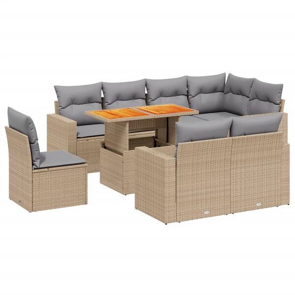 vidaXL Garden Sofa Set Beige PE rattan Large Modular Garden Sofa Set