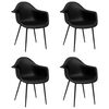 vidaXL Dining Chair Set of 4 Black Polypropylene, Powder-coated metal