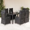 vidaXL Garden Dining Set Black PE Rattan 7 Piece Set