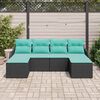 vidaXL Garden Sofa Set 6 pcs Black and Turquoise Poly Rattan