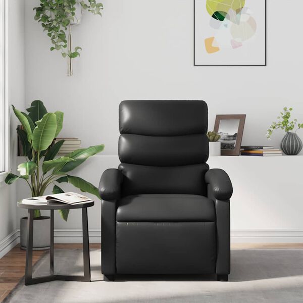 vidaXL Recliner Chair Black Faux Leather, Metal, Plywood Standard Recliner