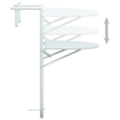 vidaXL Hanging Balcony Table White 23.6"x25.2"x32.9" Plastic Rattan Look