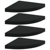 vidaXL Corner Shelf Set of 4 Black Honeycomb MDF, Metal Medium