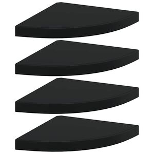 vidaXL Corner Shelf Set of 4 Black Honeycomb MDF, Metal Medium