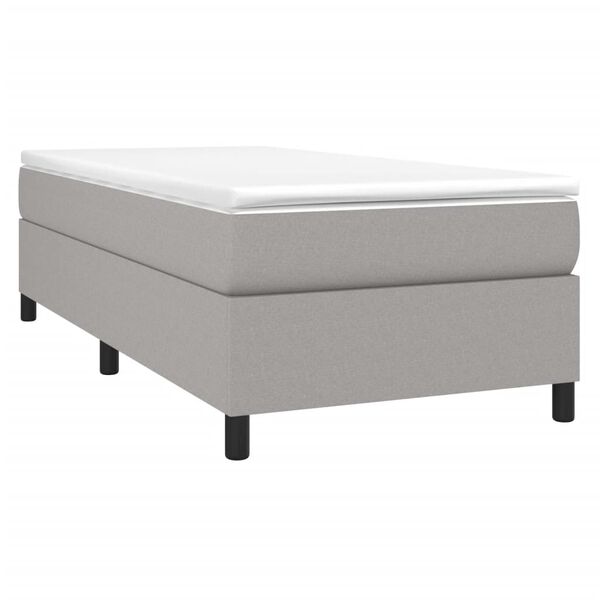 vidaXL Bed Frame Light Grey 100% polyester, plywood, engineered wood Twin