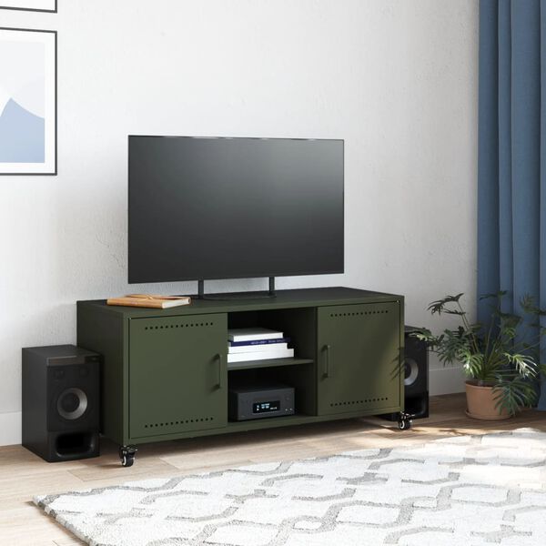 vidaXL TV Cabinet Olive Green Cold-rolled Steel 39.4 in TV Cabinet